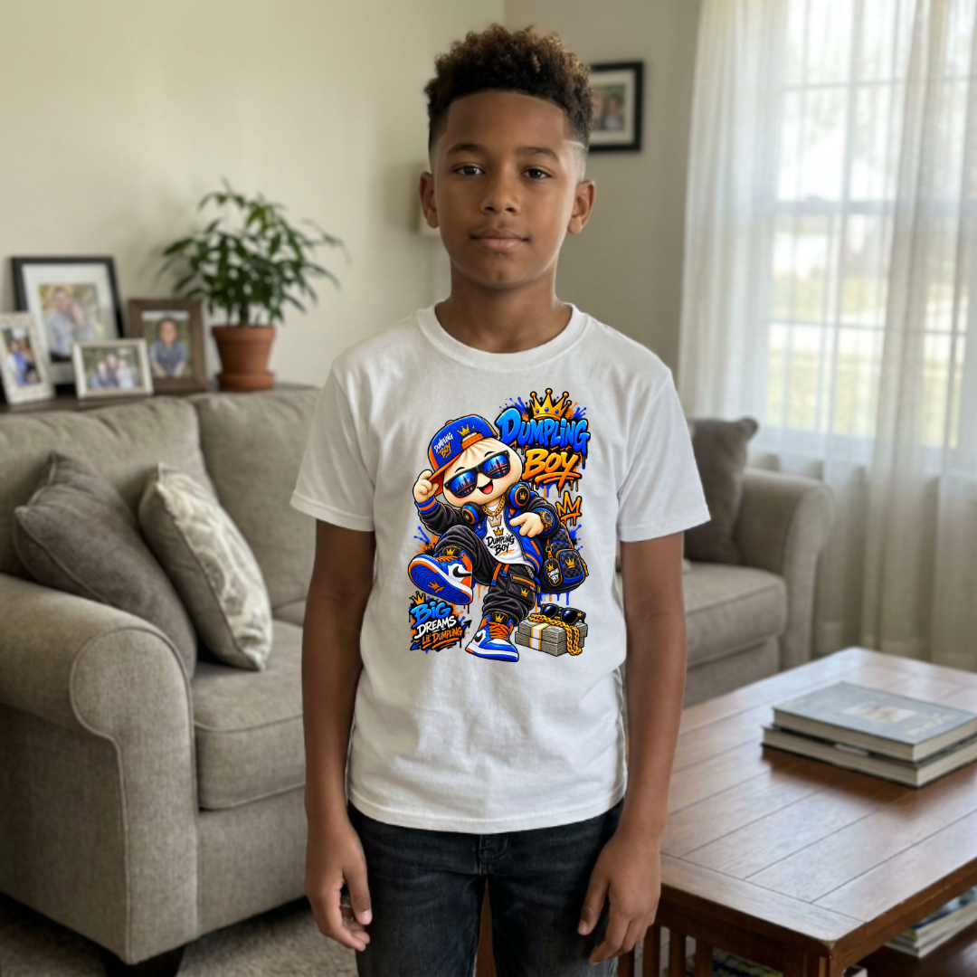 Dumpling Boy Big Dreams Lil Dumpling Kids Streetwear Graphic Tee