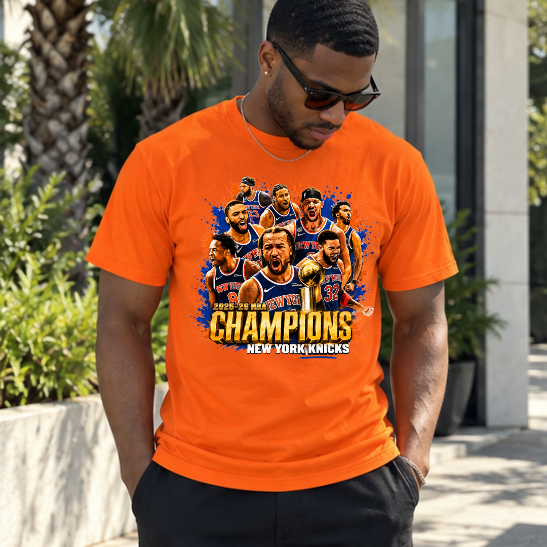 New York Basketball Champions 2025 26 Team Collage Unisex Graphic Tee | Championship Trophy Fan Shirt