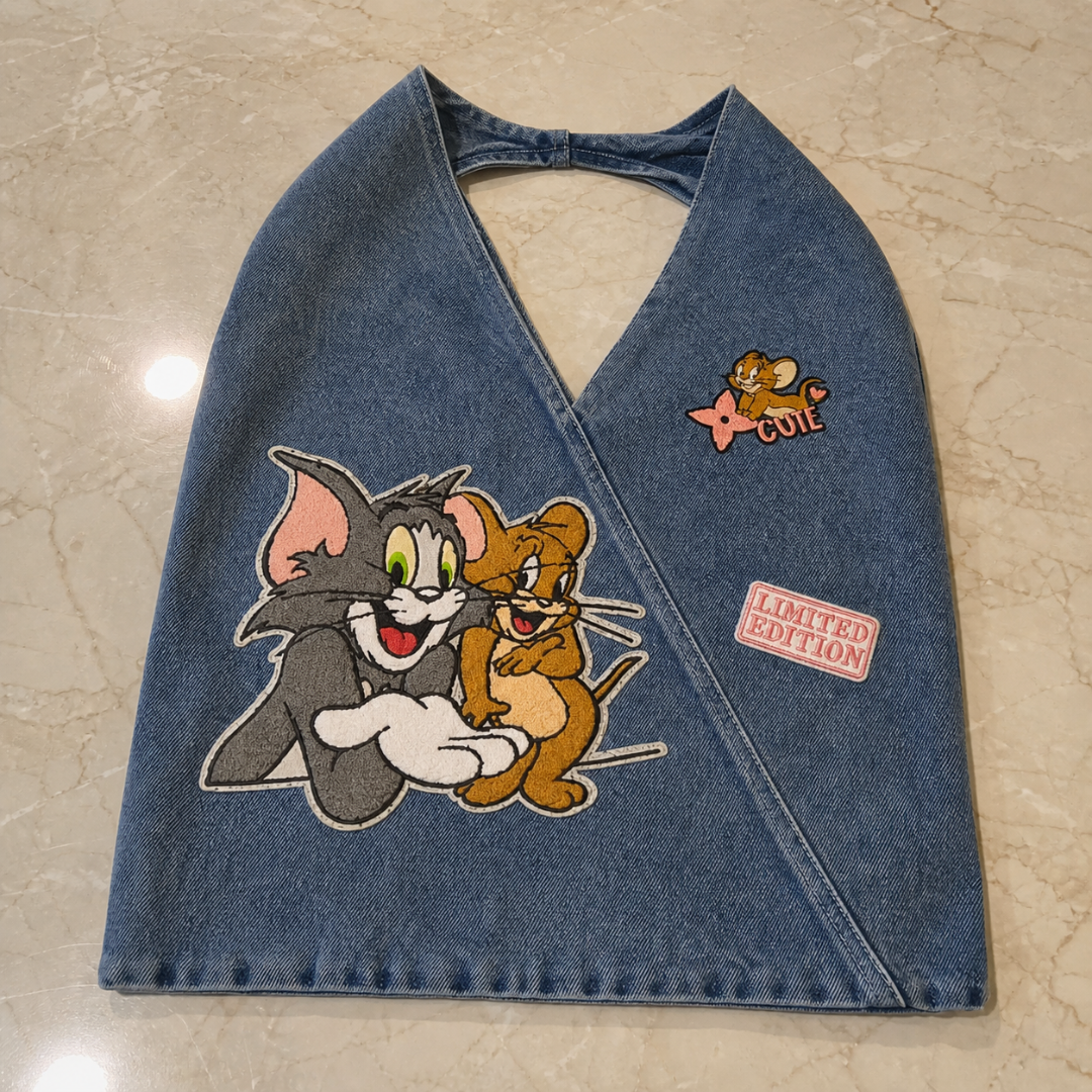 Tom and Jerry Denim Tote Bag Women Limited Edition