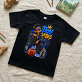 Boy Vibes Stay Cool Pray Focus Work Win Kids Streetwear Graphic Tee in black flat lay