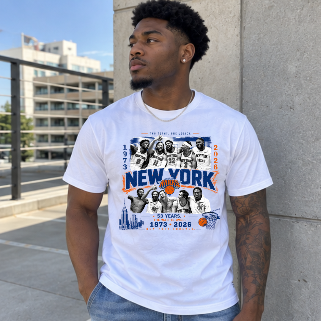 New York Basketball 1973 2026 Two Teams One Legacy Unisex Graphic Tee | 53 Years The Wait Is Over Fan Shirt