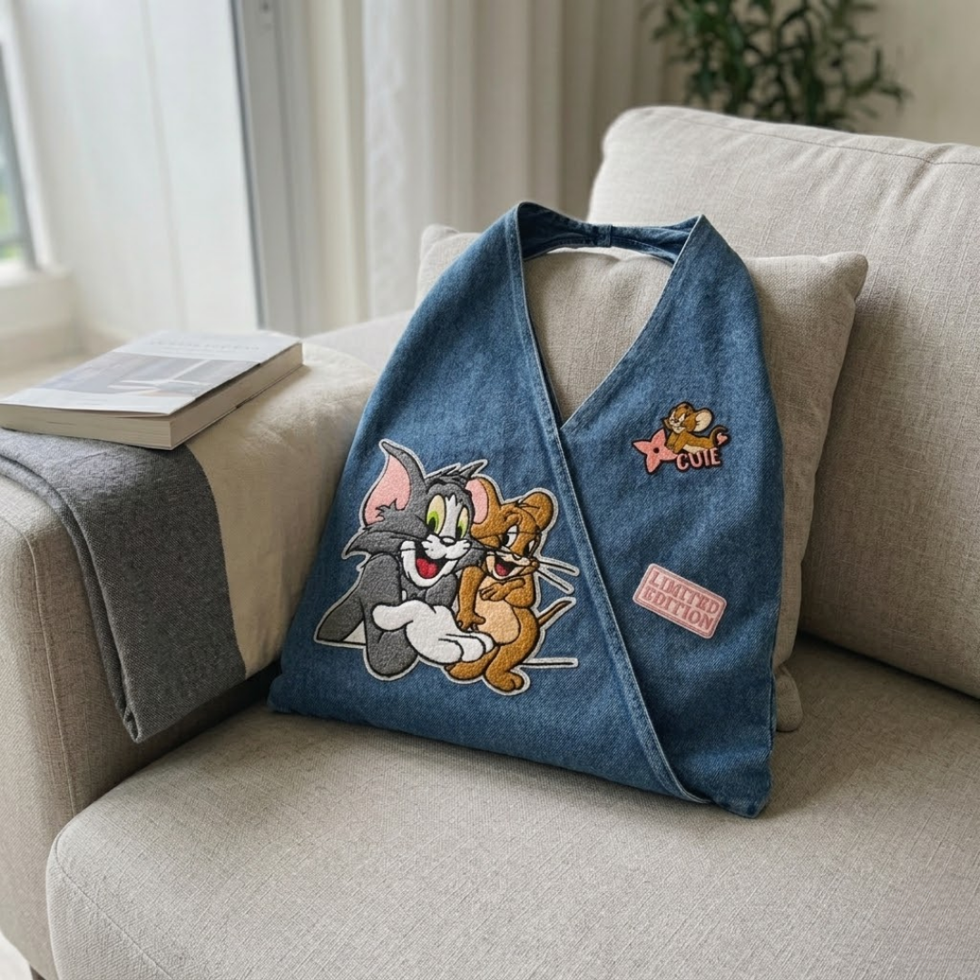 Tom and Jerry Denim Tote Bag Women Limited Edition