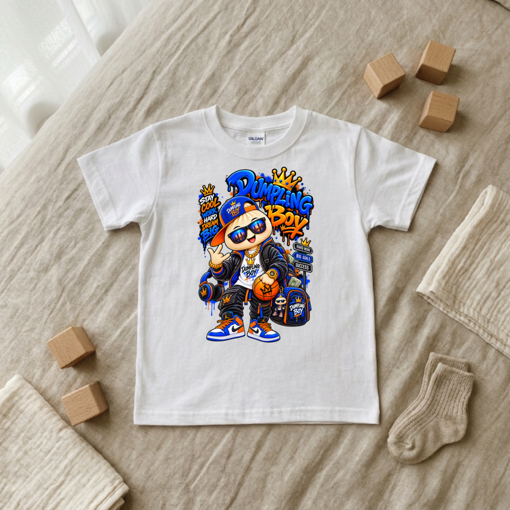 Dumpling Boy Stay Cool Work Hard Dream Big Kids Streetwear Graphic Tee