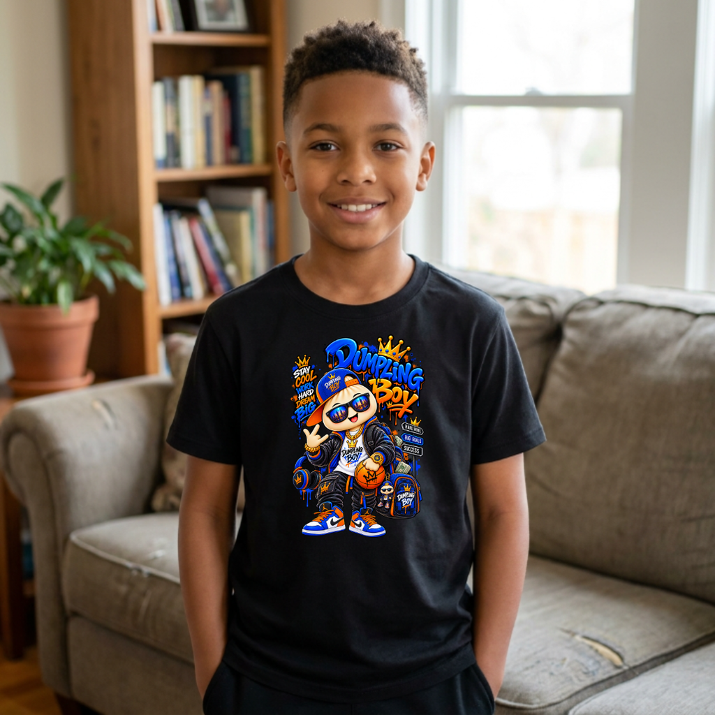 Dumpling Boy Stay Cool Work Hard Dream Big Kids Streetwear Graphic Tee