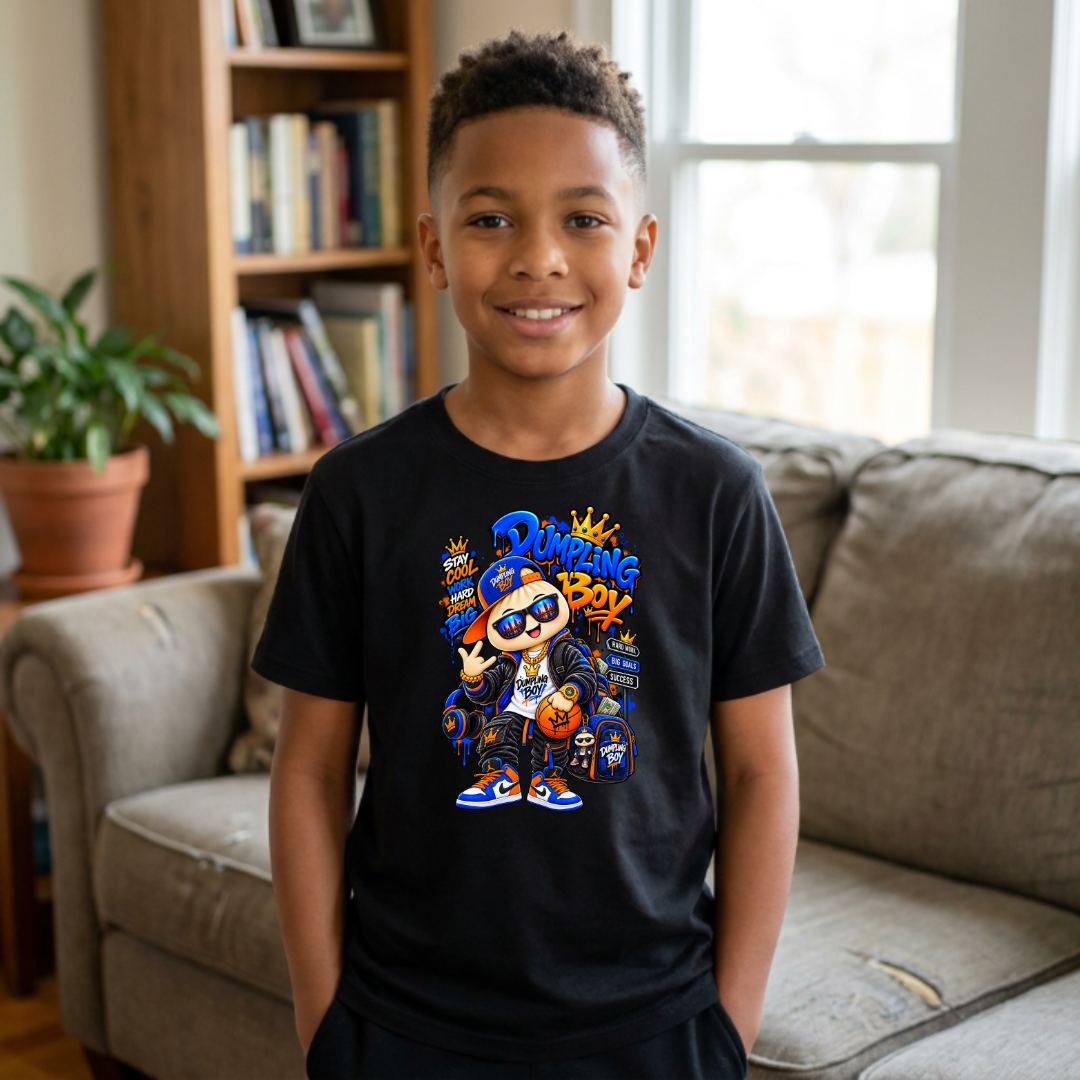 Dumpling Boy Stay Cool Work Hard Dream Big Kids Streetwear Graphic Tee