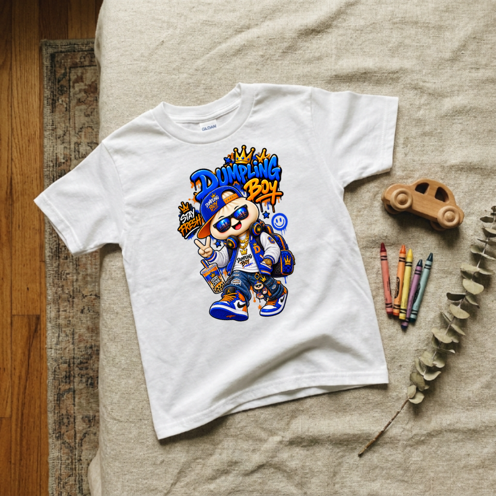 Dumpling Boy Stay Fresh Crown Kids Streetwear Graphic Tee