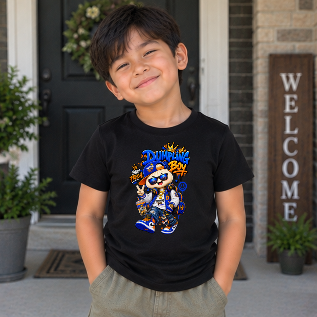 Dumpling Boy Stay Fresh Crown Kids Streetwear Graphic Tee