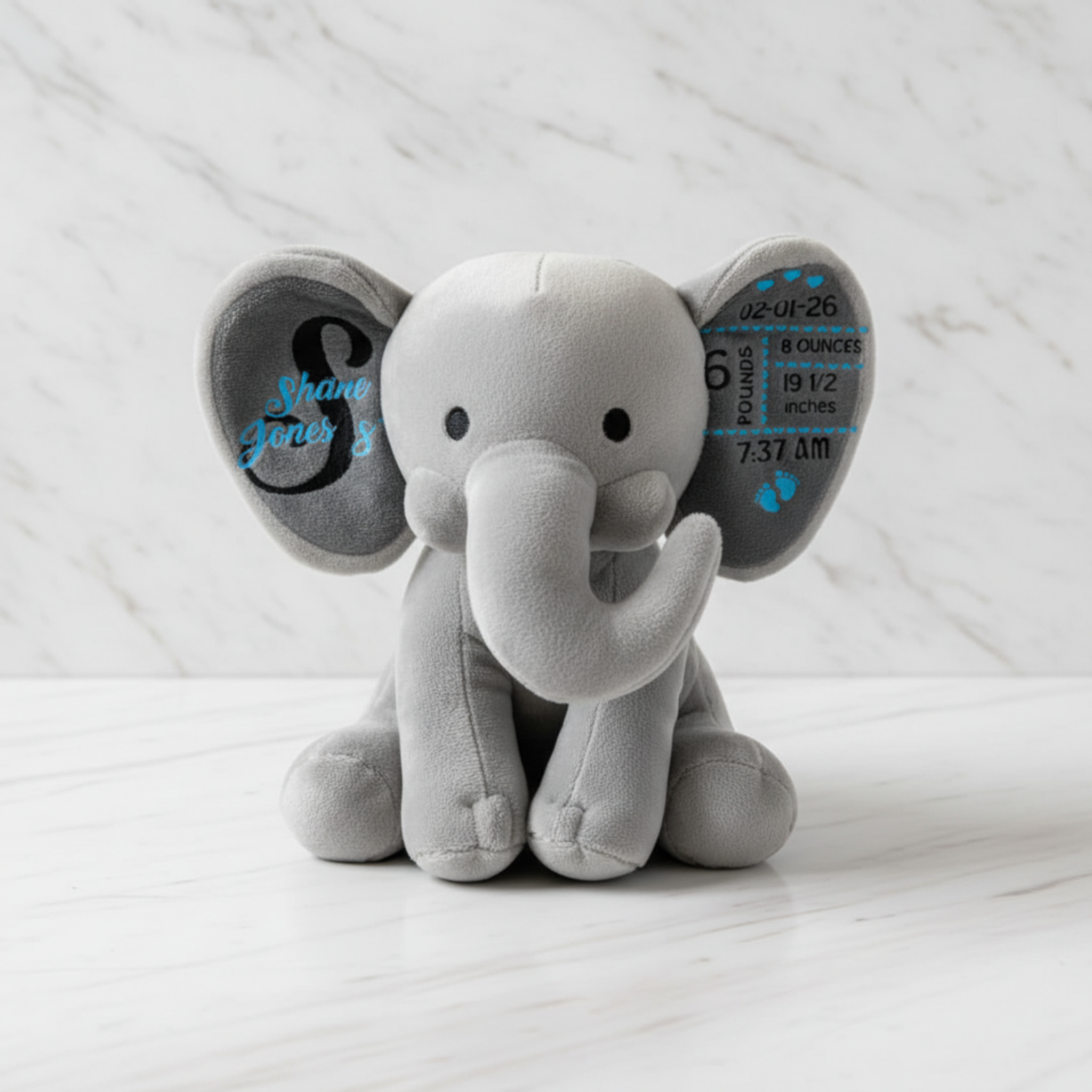 Personalized Birth Stats Elephant Plushie