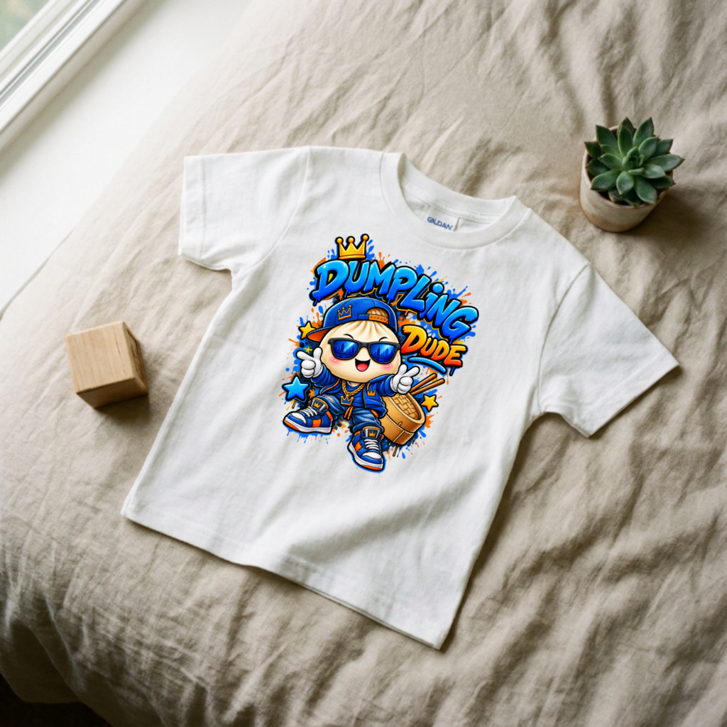 Dumpling Dude Crown Graffiti Kids Streetwear Graphic Tee