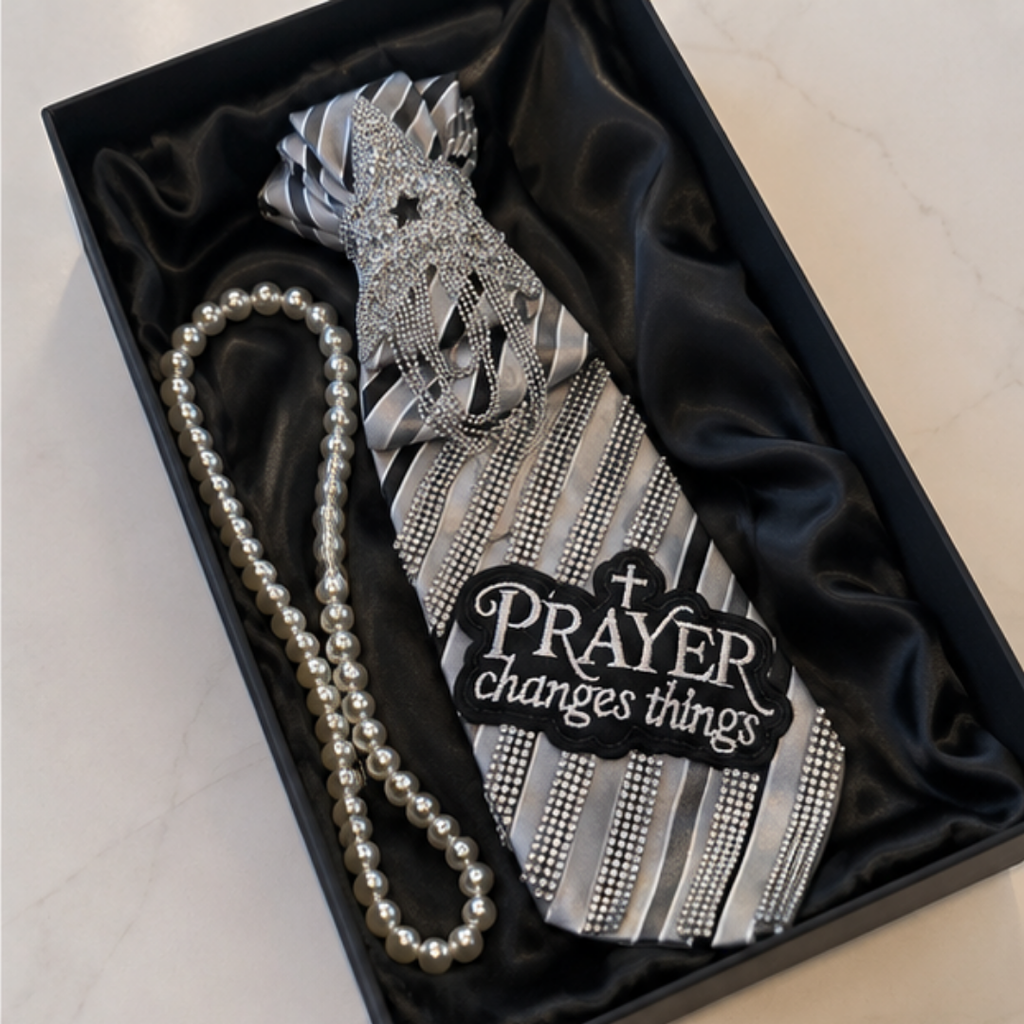 Prayer Changes Things Rhinestone Junk Tie Women Pearl