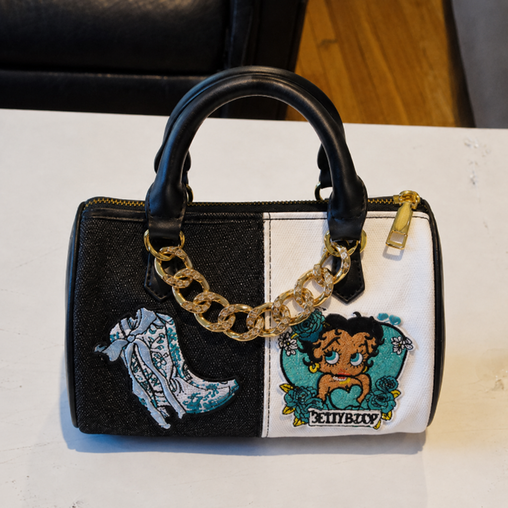 Betty Boop Two-Tone Handbag with Gold Chain