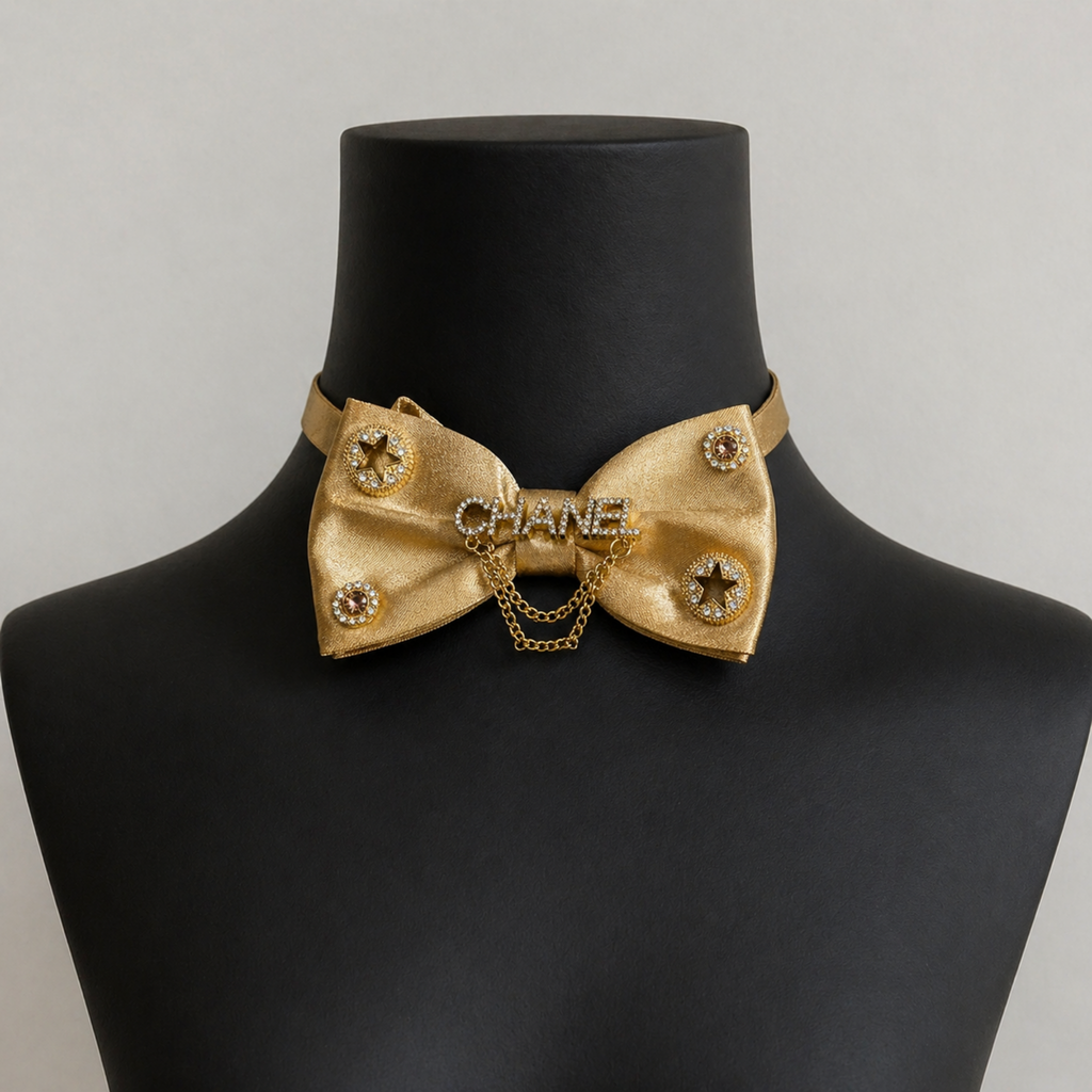 Gold Embellished Bow Tie | Elegant Star Accent