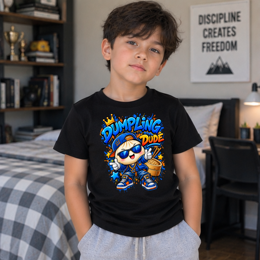 Dumpling Dude Crown Graffiti Kids Streetwear Graphic Tee
