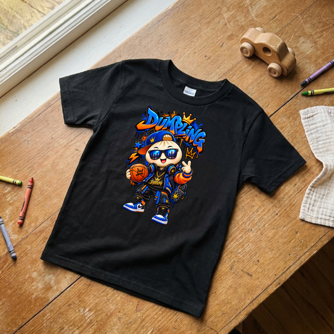 Dumpling Crown Baller Kids Graffiti Streetwear Graphic Tee