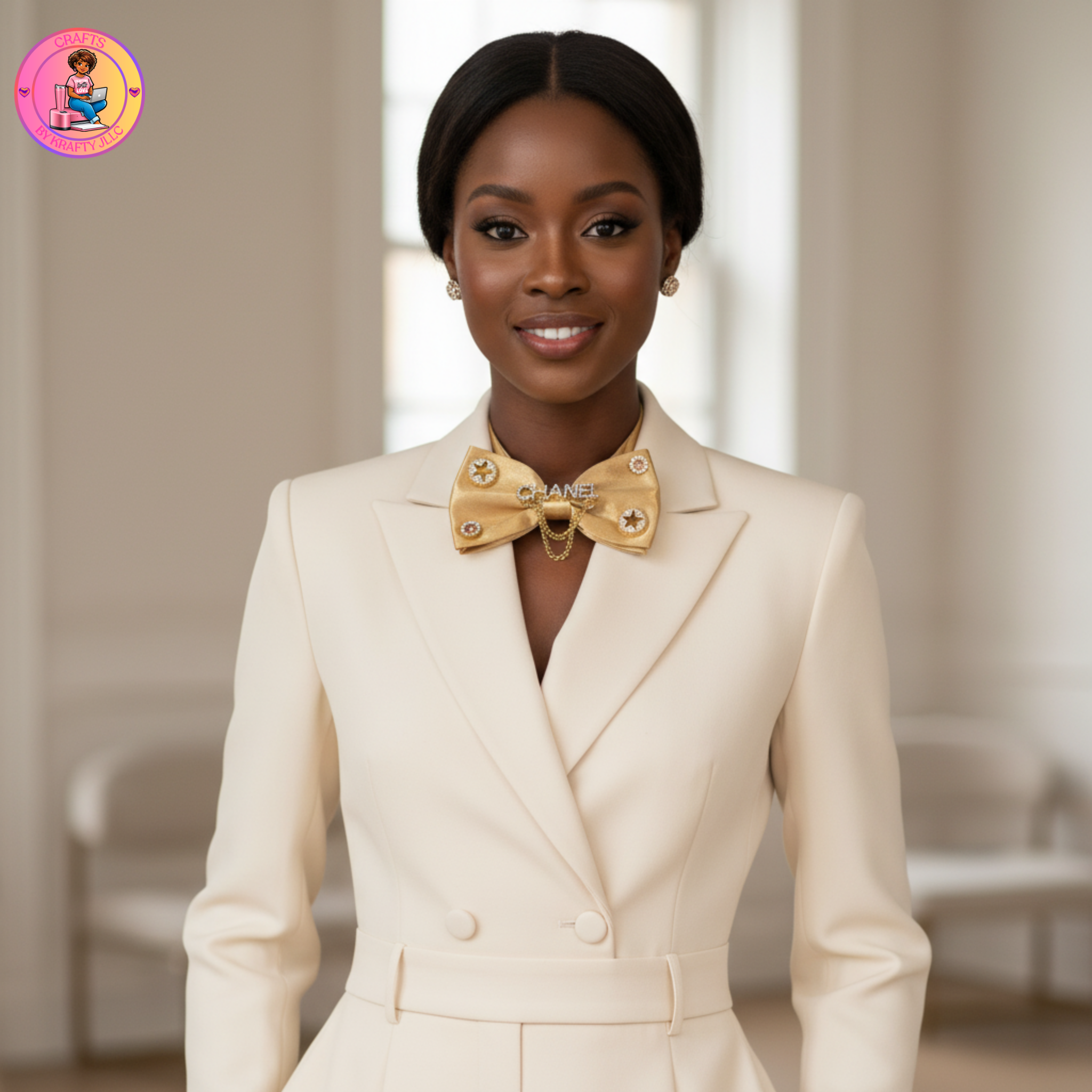 Gold Embellished Bow Tie | Elegant Star Accent