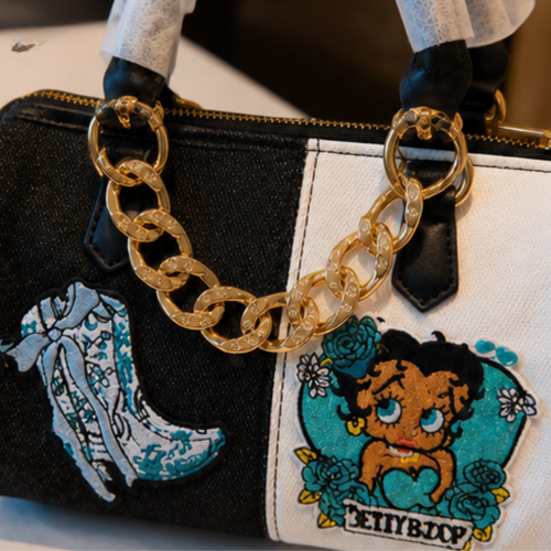 Betty Boop Two-Tone Handbag with Gold Chain