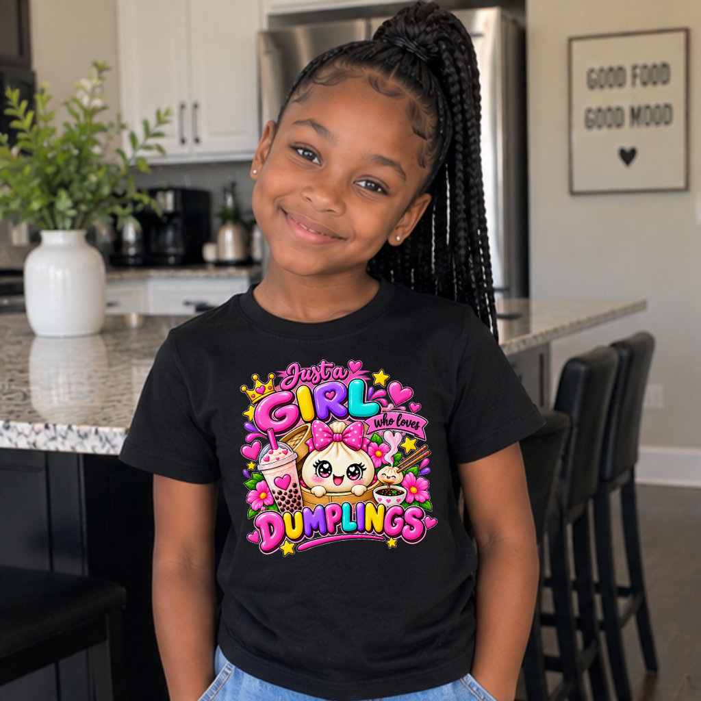 Just a Girl Who Loves Dumplings Kawaii Kids Graphic Tee