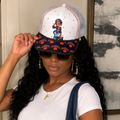 White New York Basketball Cap | Basketball Character & Rhinestone