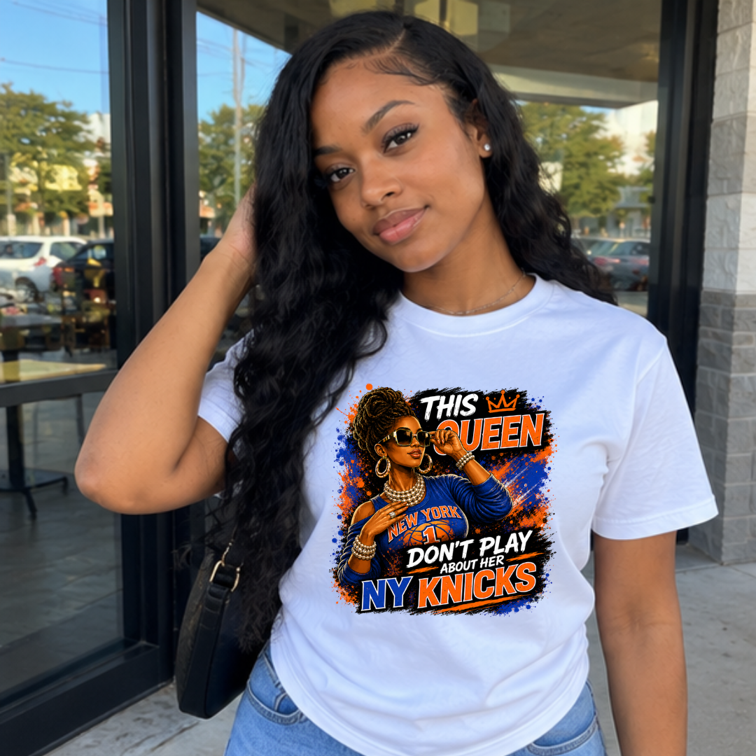 This Queen Dont Play About Her NY Basketball Team Womens Graphic Tee | Crown Basketball Fan Shirt