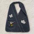 Queen Rhinestone Denim Halter Bag Women Butterfly Crown