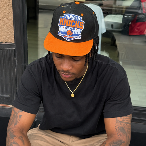 Always New York Basketball Snapback Hat | Black Orange Embroidered Crest New York Forever Cap
