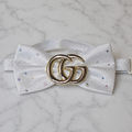 White Crystal Bow Tie | Gold Accent Statement Piece