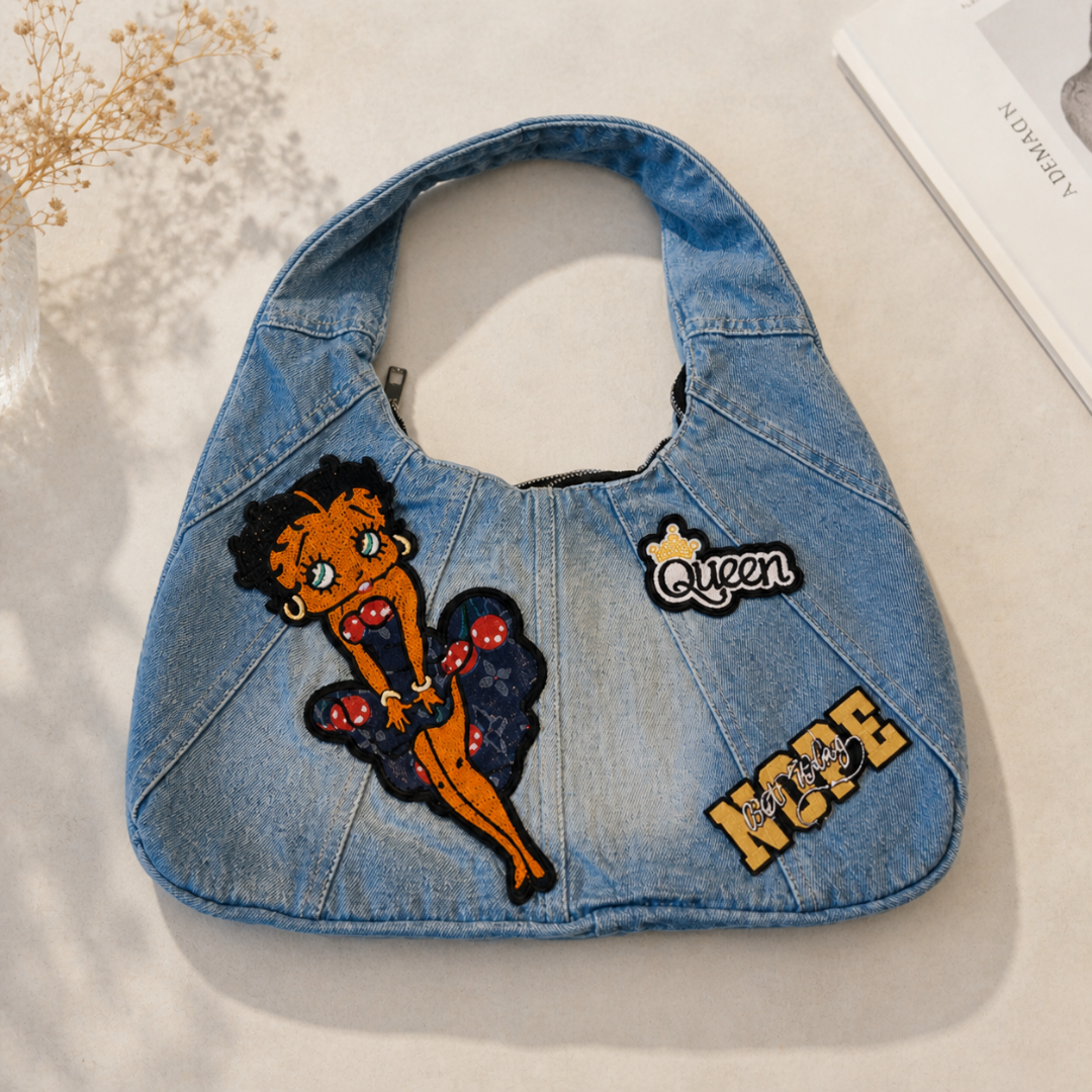 Betty Boop Denim Hobo Bag Women Novelty Shoulder Bag