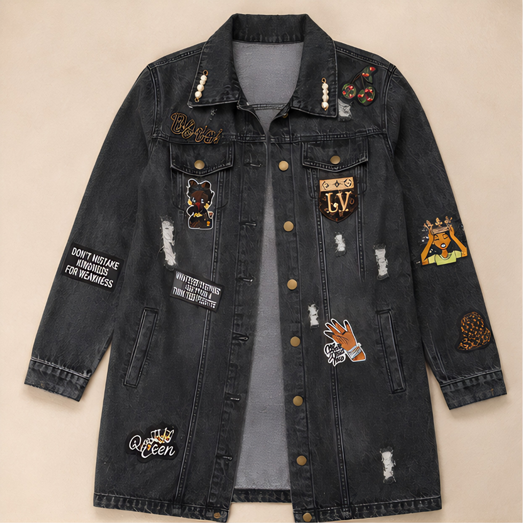 Blessed Bougie Distressed Denim Jacket Women Queen
