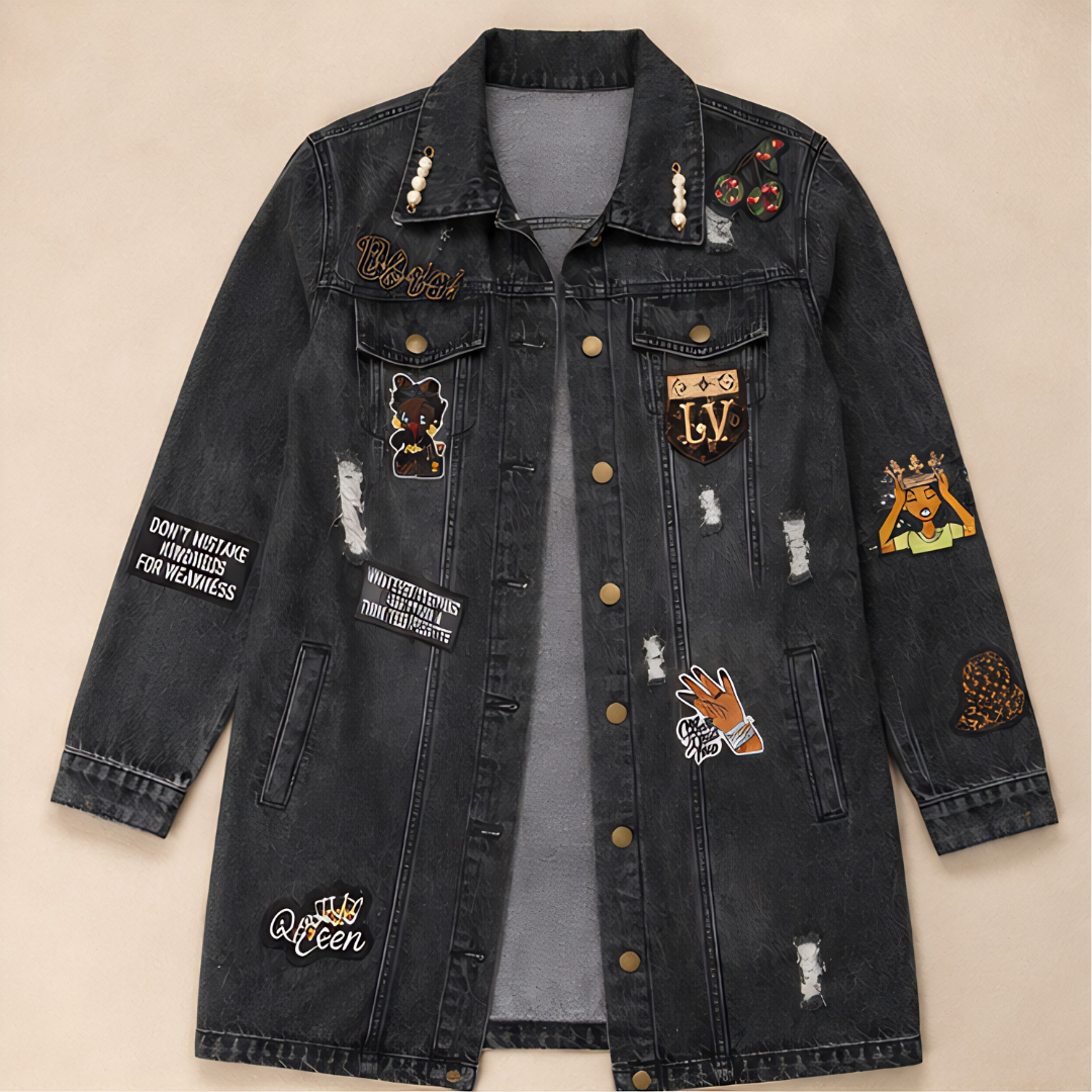 Blessed Bougie Distressed Denim Jacket Women Queen