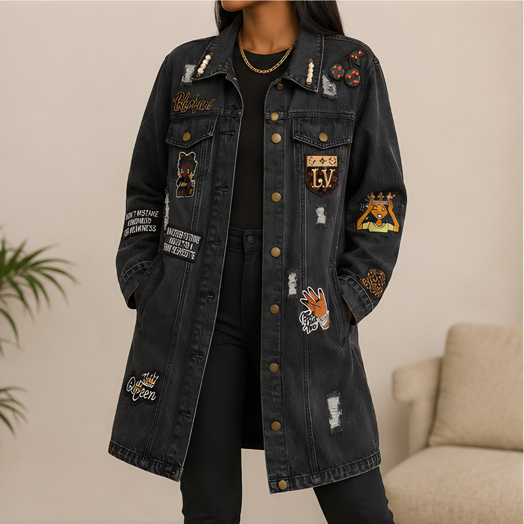Blessed Bougie Distressed Denim Jacket Women Queen