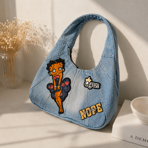 Betty Boop Denim Hobo Bag Women Novelty Shoulder Bag