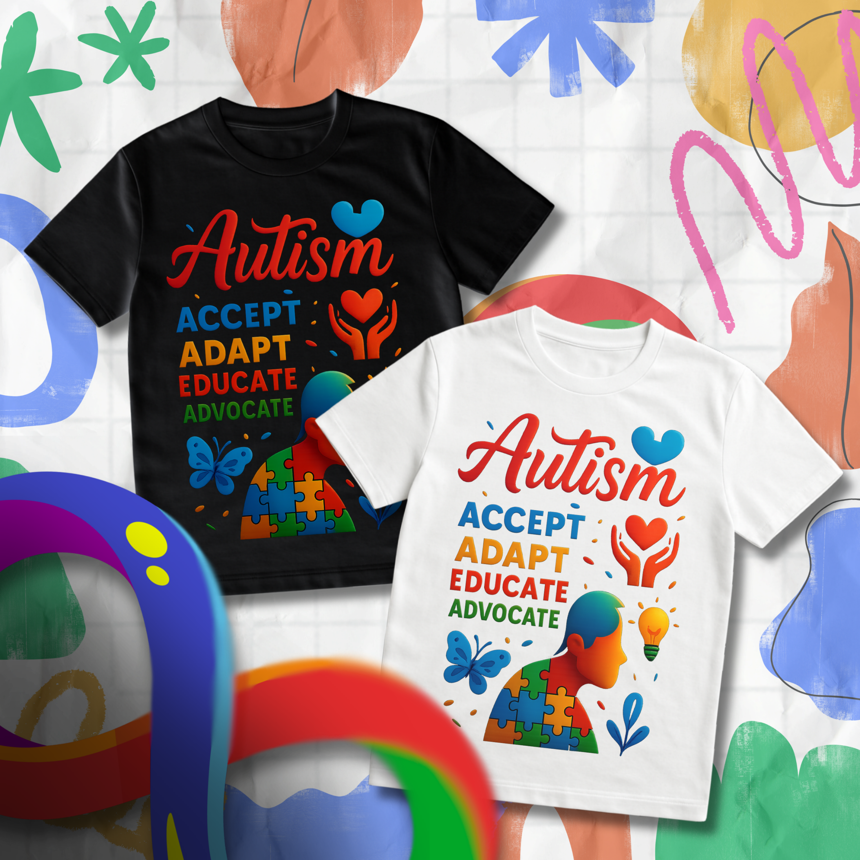 Accept, Adapt, Educate Autism Awareness T-Shirt