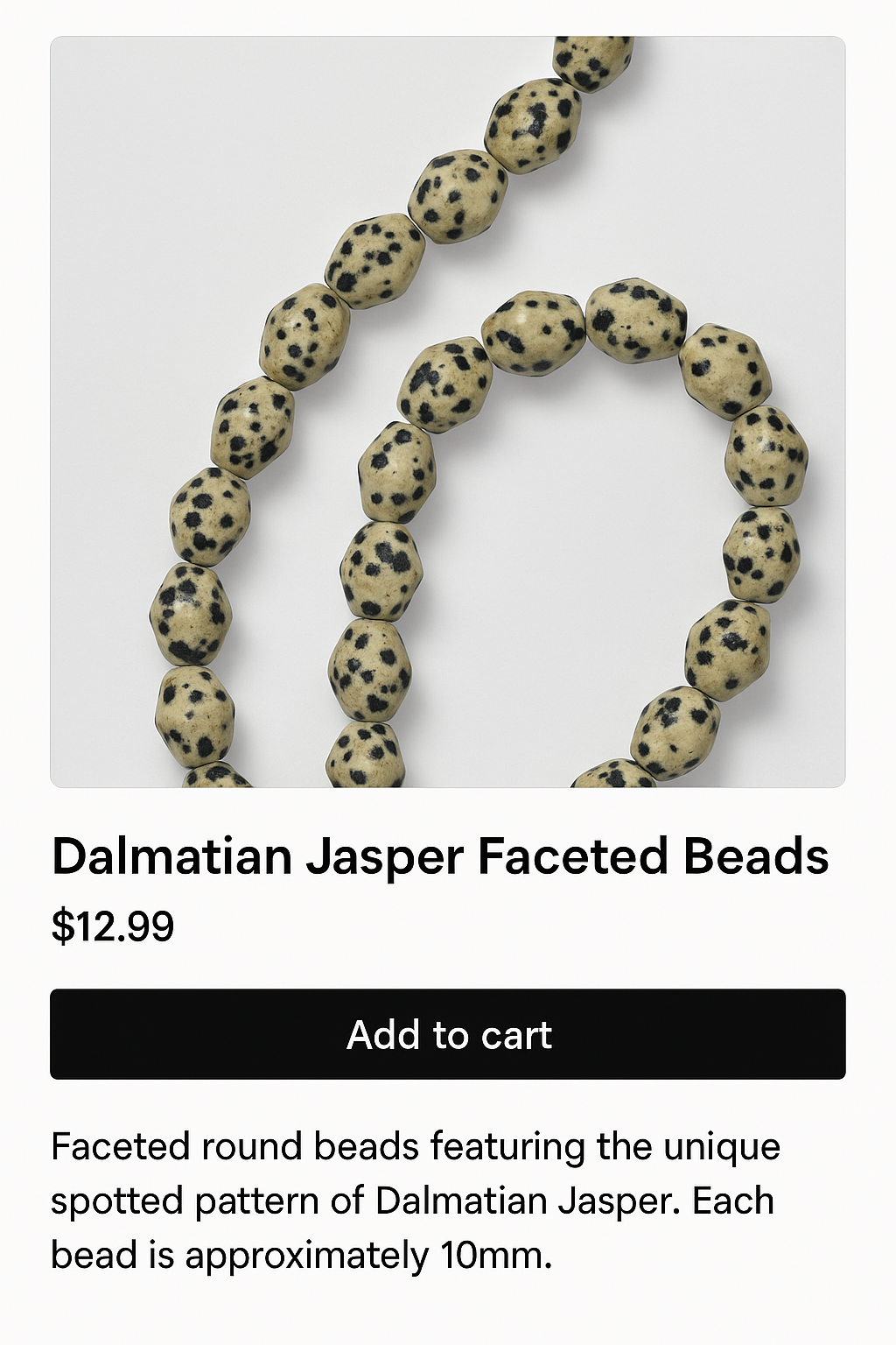 Dalmatian Jasper Faceted Round Beads – 10mm