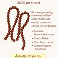 🔴 Red Jasper Round Beads – 8mm