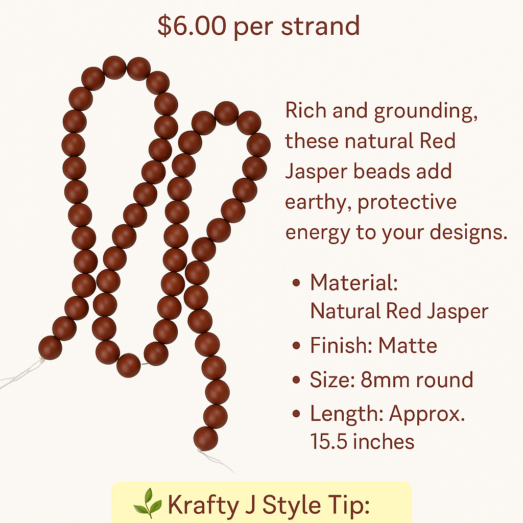 🔴 Red Jasper Round Beads – 8mm