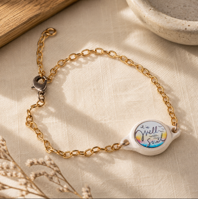 Tap To Pray Survivor Chain Bracelet 14k Gold Plated It Is Well
