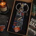 NYC Basketball Graffiti Subway Print Junk Tie | Gold Sapphire Brooch Pearl Chain Charm
